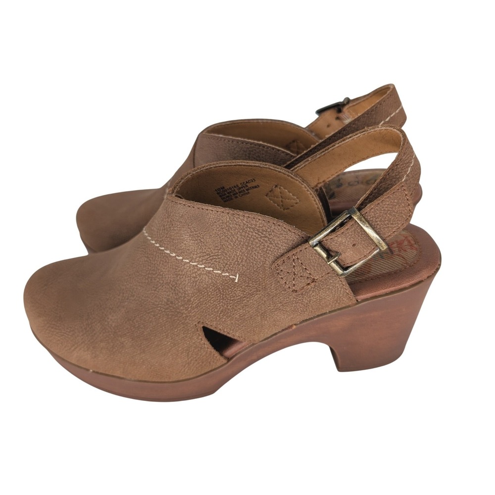 Born Cecilia Platform Clog Women 10 Tan Slingback Block Heel Boho Chic 70s Style - Picture 4 of 11